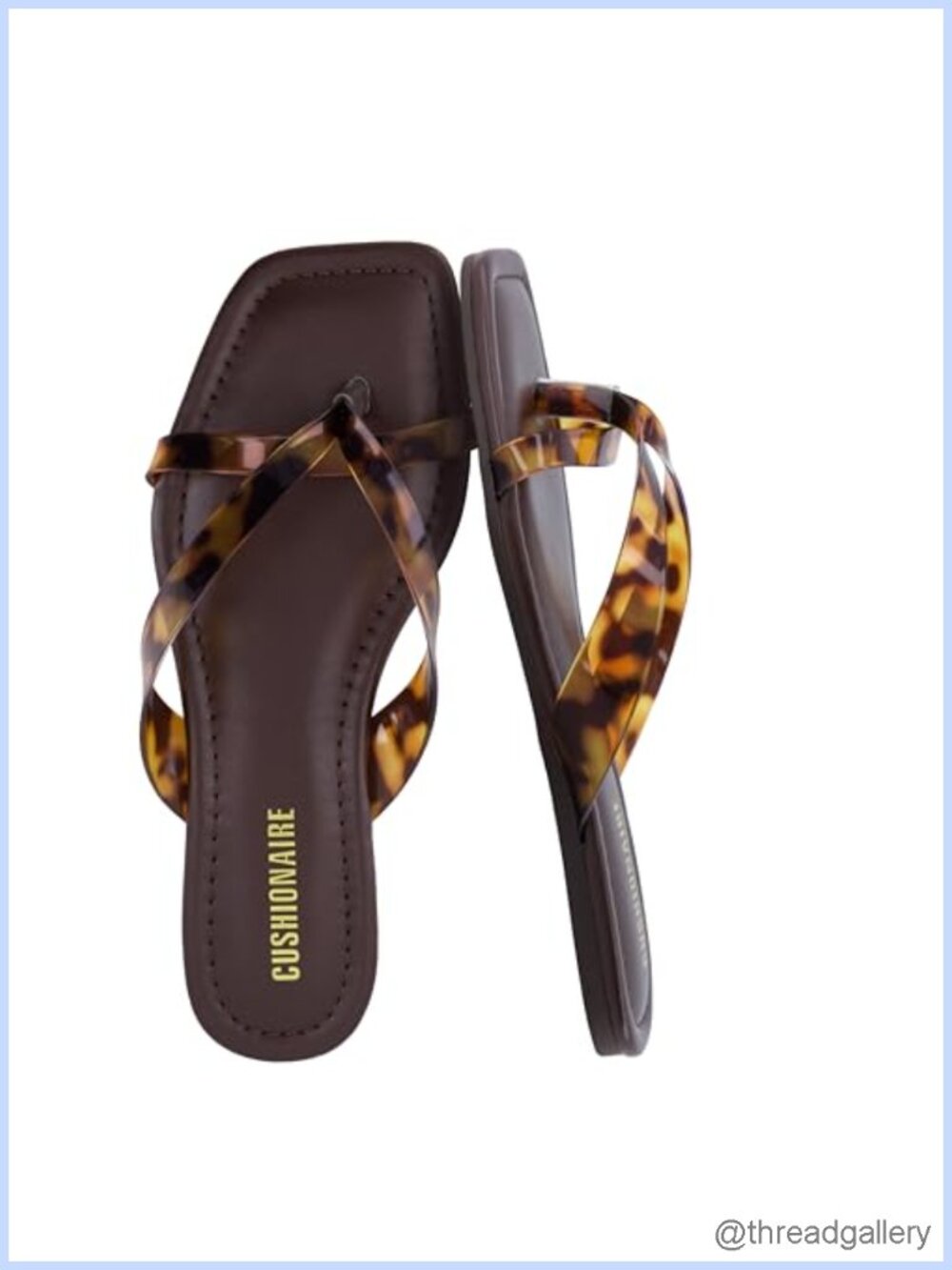 CUSHIONAIRE Titan Square Toe Slip On Flat Sandals Womens Cushioned Footbed